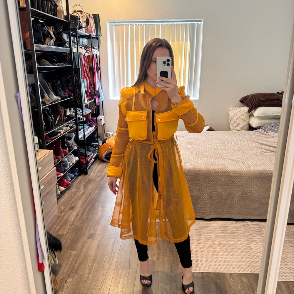 Vibrant Yellow Sheer Long Jacket